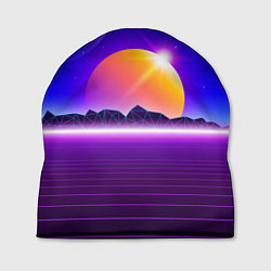 Шапка Mountains - sun - space - vaporwave, цвет: 3D-принт