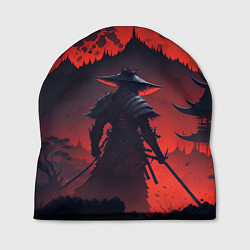 Шапка Samurai and red moon - нейросеть, цвет: 3D-принт