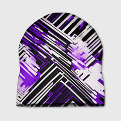 Шапка Киберпанк линии белые и фиолетовые, цвет: 3D-принт