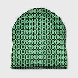 Шапка Чёрные узоры на зелёном, цвет: 3D-принт