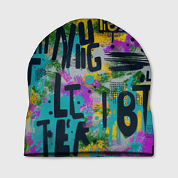 Шапка Загадочный абстрактный текст на ярком фоне, цвет: 3D-принт