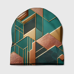 Шапка Арт деко зеленый и золотой узор из геометрических, цвет: 3D-принт