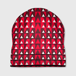 Шапка Белые треугольники на красном фоне, цвет: 3D-принт