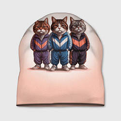 Шапка Три полосатых кота в спортивных костюмах пацана, цвет: 3D-принт