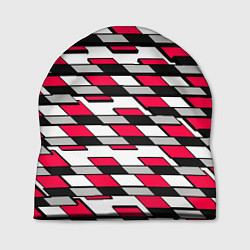 Шапка Красные четырёхугольники на белом фоне, цвет: 3D-принт