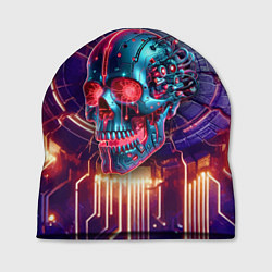 Шапка Cyber art skull - steel metal, цвет: 3D-принт