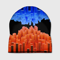 Шапка Стягивающиеся в центре синие и оранжевые блоки, цвет: 3D-принт