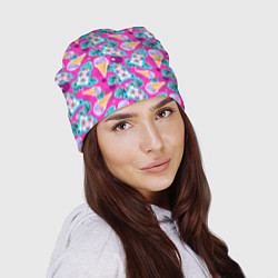 Шапка Единорог с мороженым паттерн, цвет: 3D-принт — фото 2