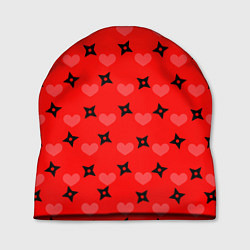 Шапка Сюрикены и сердечки: красный, цвет: 3D-принт