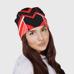 Шапка Красно-белые полосы и чёрный фон, цвет: 3D-принт — фото 2