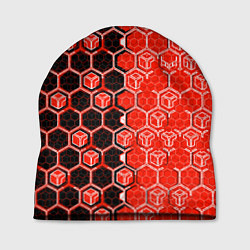 Шапка Техно-киберпанк шестиугольники красный и чёрный, цвет: 3D-принт