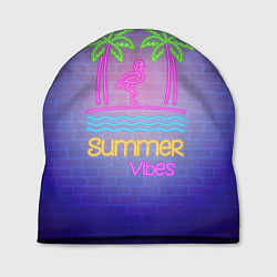 Шапка Неоновые пальмы и фламинго summer vibes