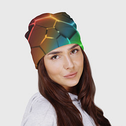 Шапка Радужные неоновые плиты в разломе, цвет: 3D-принт — фото 2