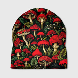 Шапка Лесные красные грибы мухоморы - паттерн