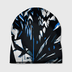 Шапка White and blue abstraction on a black background, цвет: 3D-принт