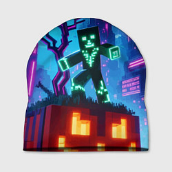 Шапка Minecraft and halloween - neon glow