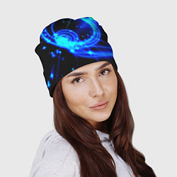 Шапка Оптические синие волны, цвет: 3D-принт — фото 2