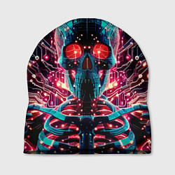 Шапка Neon cyber skull - ai art fantasy