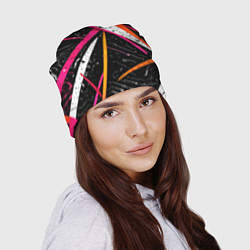 Шапка Разноцветные праздничные линии, цвет: 3D-принт — фото 2