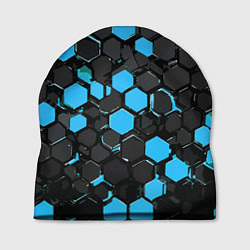 Шапка Сине-серые шестиугольники на чёрном фоне