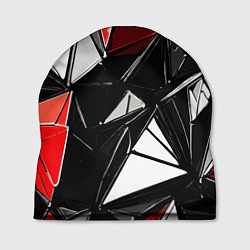 Шапка Красно-белые рельефные треугольники на чёрном фоне