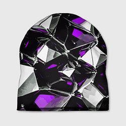 Шапка Фиолетово-белый паттерн на чёрном фоне