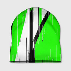 Шапка Black and white vertical stripes on a green backgr