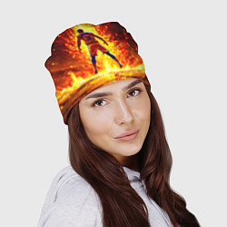 Шапка Баскетболист номер 28 в огне, цвет: 3D-принт — фото 2