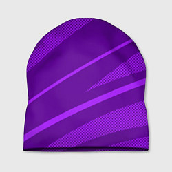 Шапка Фиолетовый однотонный абстракция с полосой, цвет: 3D-принт