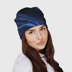 Шапка Тёмный синий абстракция дымчатый, цвет: 3D-принт — фото 2