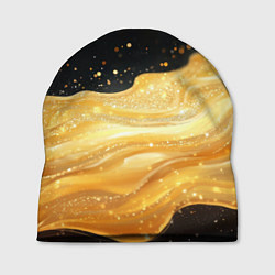 Шапка Золотистая материя на черном фоне, цвет: 3D-принт