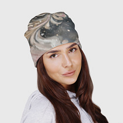 Шапка Бежевый объемный узор, цвет: 3D-принт — фото 2