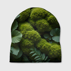 Шапка Зеленый мох и листья, цвет: 3D-принт