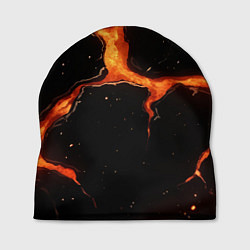 Шапка Оранжевый разлом на черной текстуре