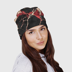 Шапка Красно-черная потертая текстура, цвет: 3D-принт — фото 2