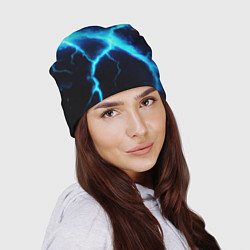 Шапка Голубой разлом из молний, цвет: 3D-принт — фото 2