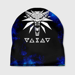 Шапка Ведьмак лого синие краски, цвет: 3D-принт