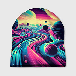 Шапка Неоновый разноцветный космос, цвет: 3D-принт