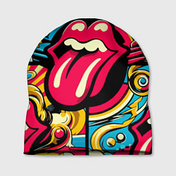 Шапка Rolling Stones logo - pop art pattern