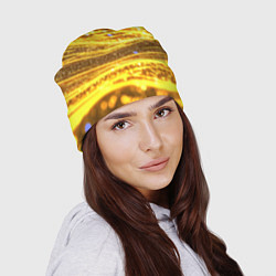 Шапка Золотые блестящие волны, цвет: 3D-принт — фото 2