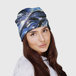 Шапка Закрученные линии и звезды - космическая абстракци, цвет: 3D-принт — фото 2