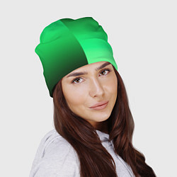Шапка Чёрно-зелёный градиент пополам, цвет: 3D-принт — фото 2