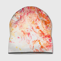Шапка Абстракция - splashes of pink and red paint on whi, цвет: 3D-принт