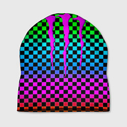 Шапка Monster energy неоновая клетка, цвет: 3D-принт