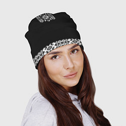 Шапка Славянский орнамент и узор на черном - вышиванка р, цвет: 3D-принт — фото 2