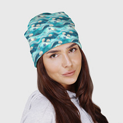 Шапка Летний узор с ракушками и морскими звездами, цвет: 3D-принт — фото 2