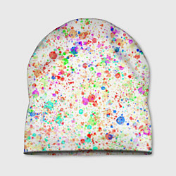 Шапка Белый с разноцветными брызгами
