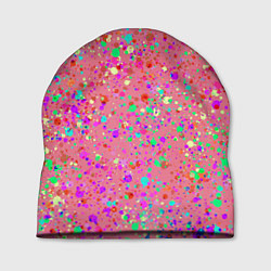 Шапка Розовый с разноцветными брызгами