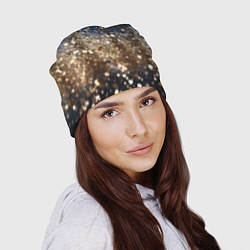 Шапка Золотые блестки на черно-синем фоне, цвет: 3D-принт — фото 2