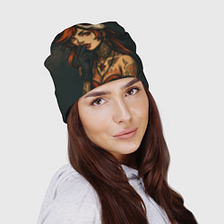 Шапка Рыжая девушка с маской лисы дерзкий стиль, цвет: 3D-принт — фото 2